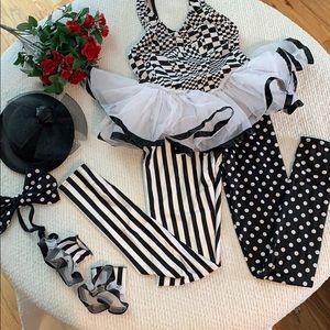 Black and white clown dance costume